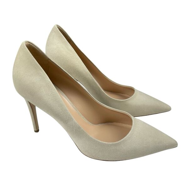 M.Gemi Women's Pumps US 9.5/EU 40.5 Taupe Suede Pointed Toe Stiletto Heels Italy - Picture 2 of 15